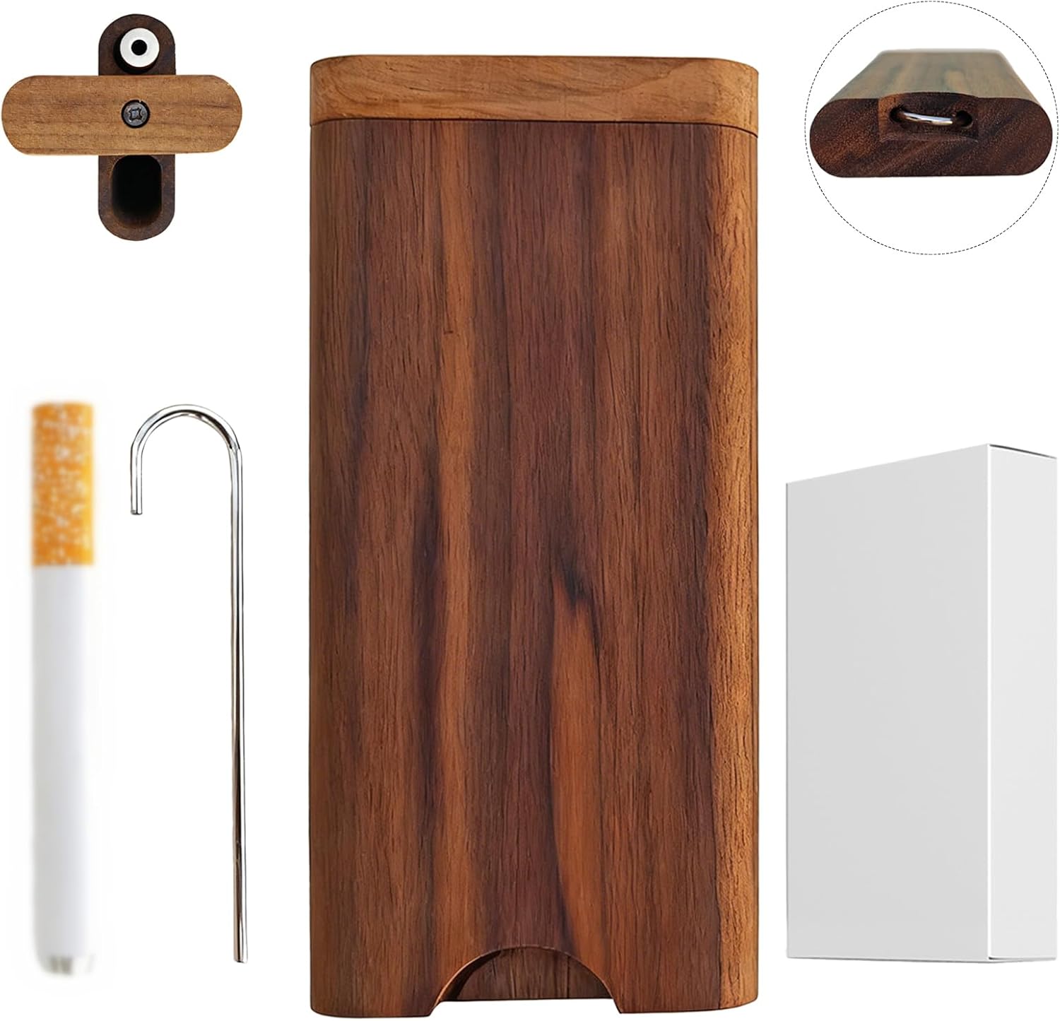 MXZFFF walnut wood one-hitter dugout box with metal tube and cleaning rod